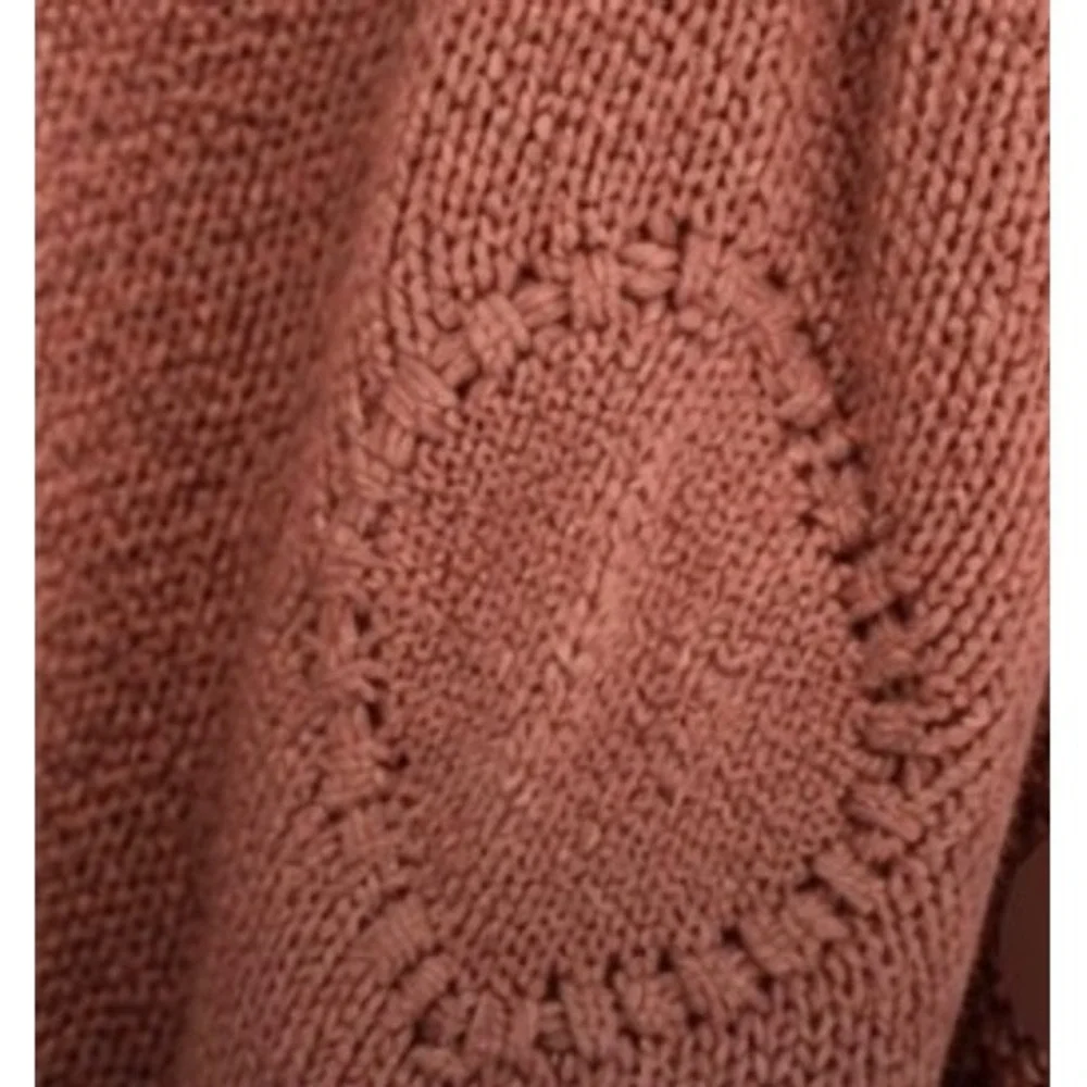 Shein Curve Terracotta Rust Open Front Longline Cardigan Sweater 0XL